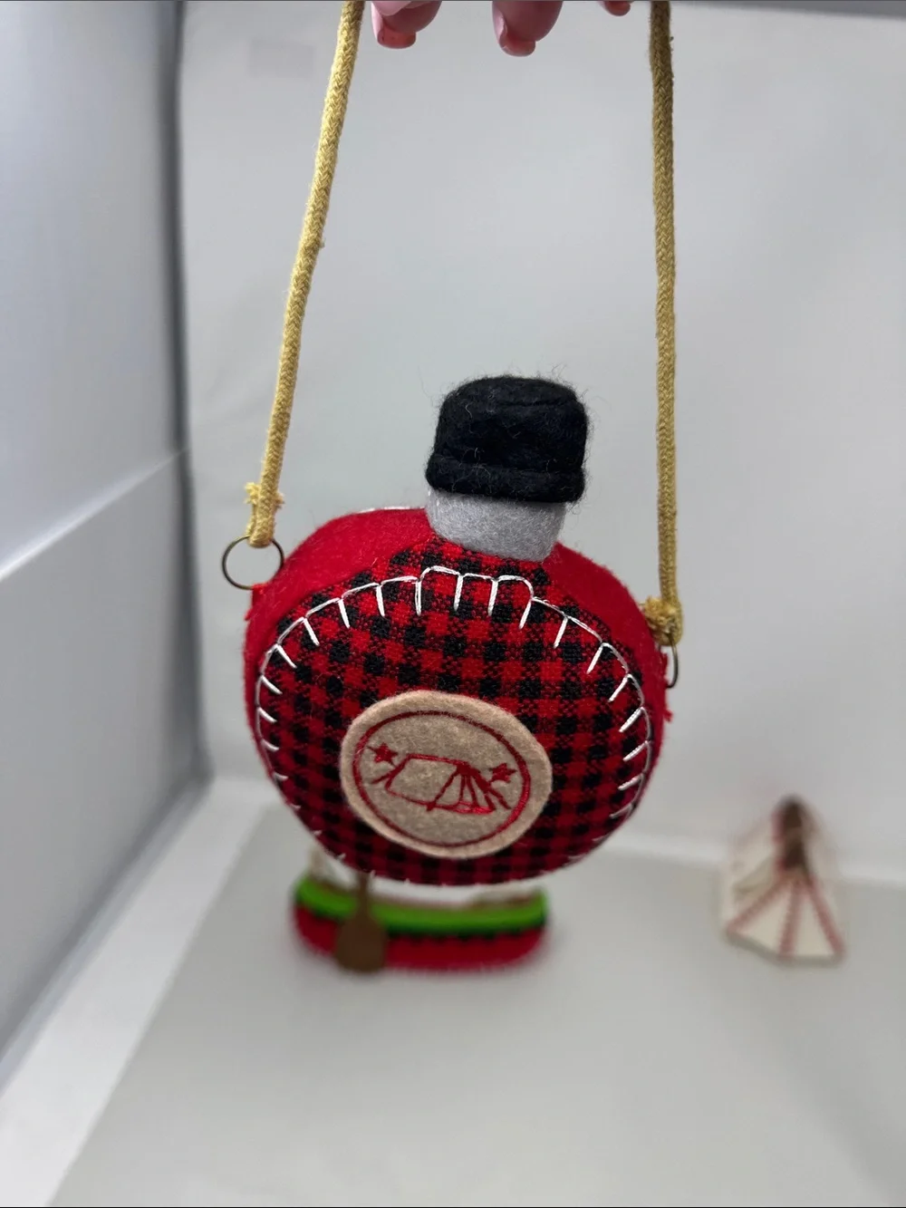 FELT CLOTH CHRISTMAS ORNAMENT LOT OF 3 CANOE TEEPEE CANTEEN CAMPING OUTDOOR